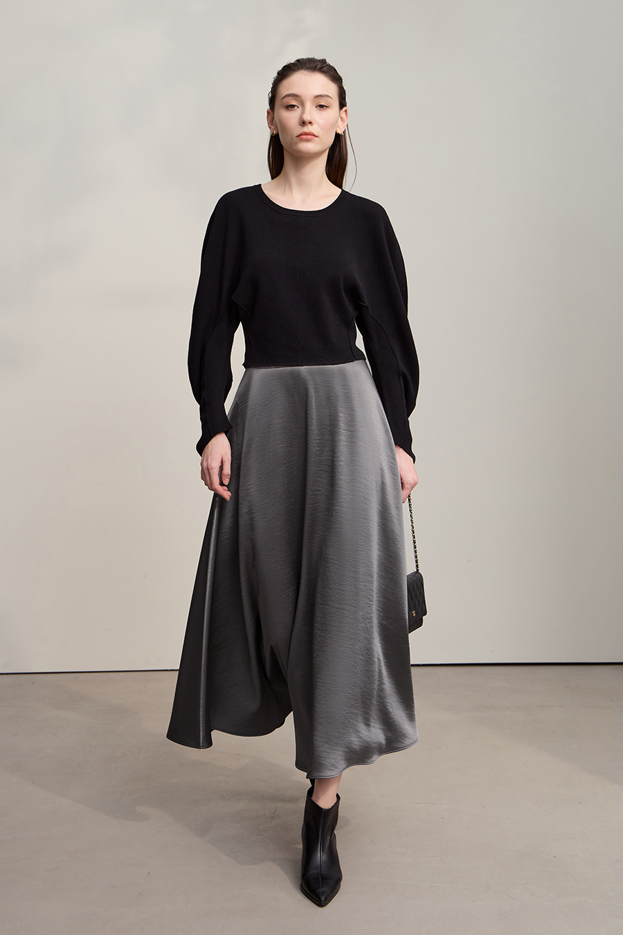 Loose Long Satin Midi Skirt|AMII-AMII.com