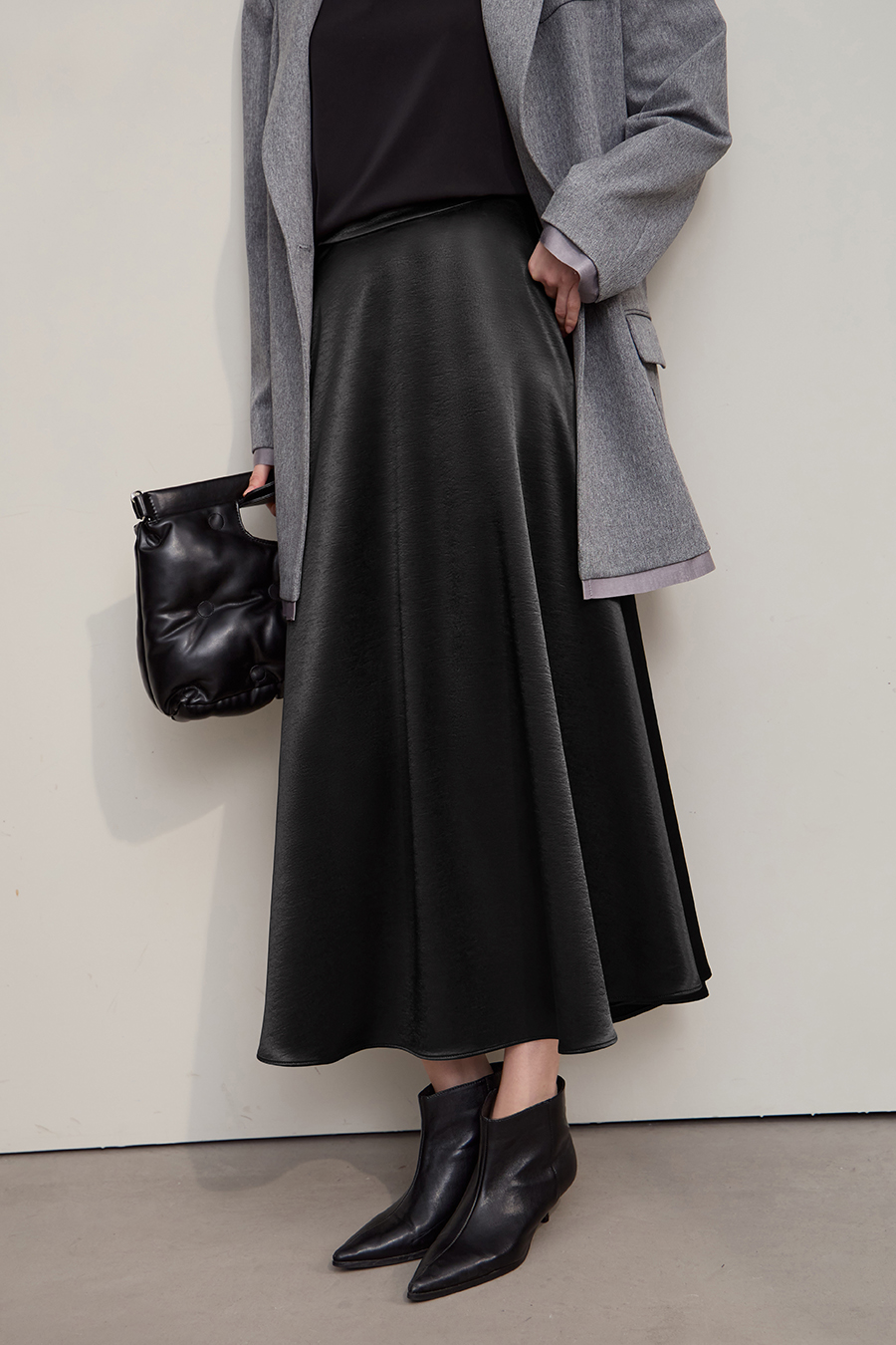 Loose Long Satin Midi Skirt|AMII-AMII.com