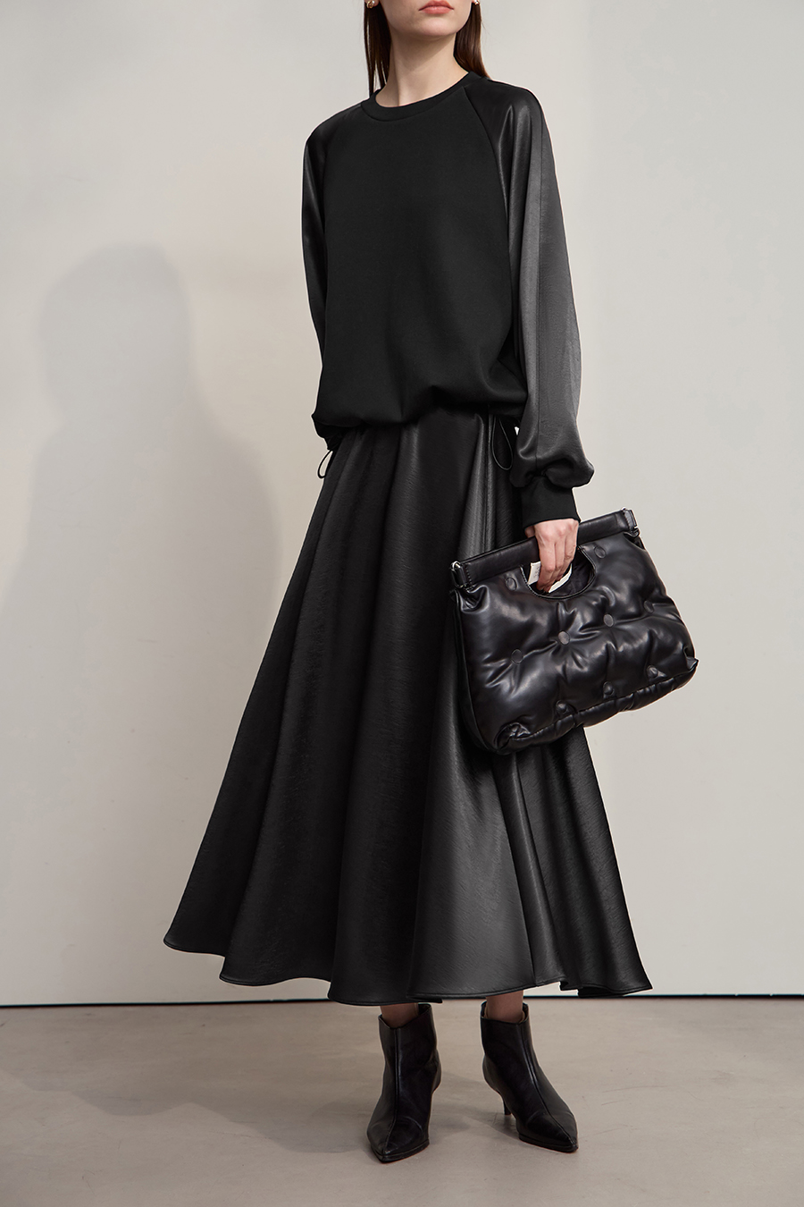 Loose Long Satin Midi Skirt|AMII-AMII.com