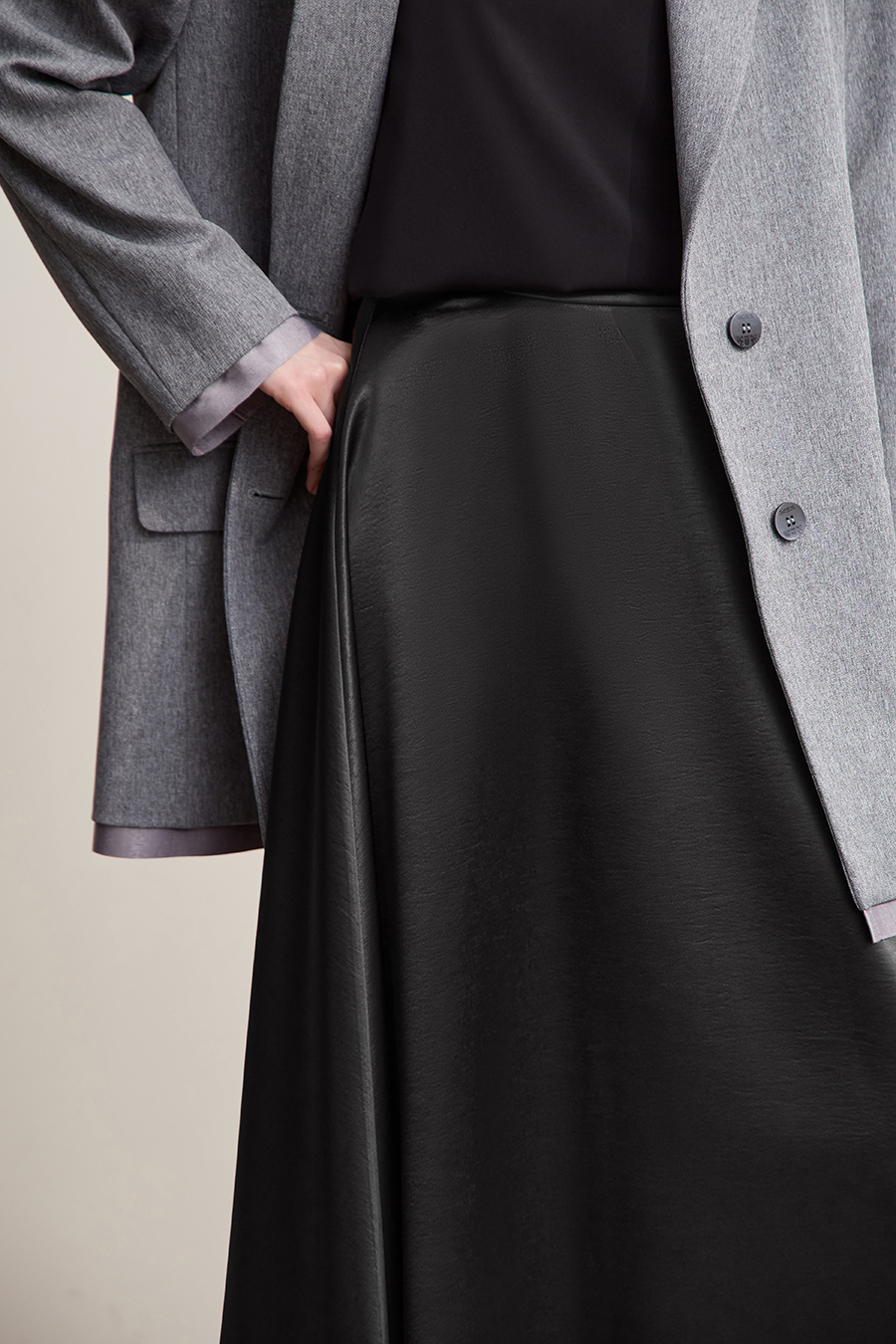 Loose Long Satin Midi Skirt|AMII-AMII.com