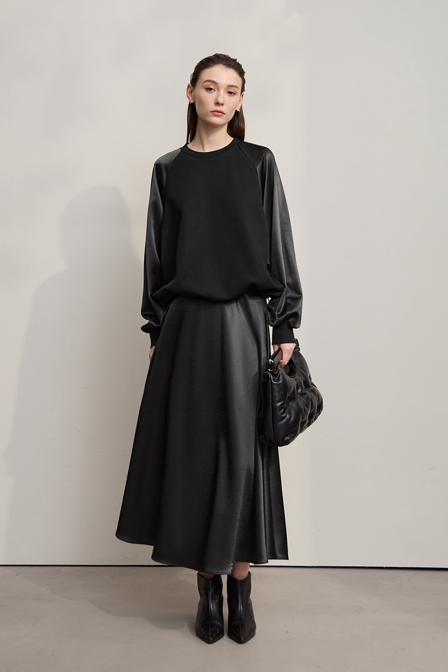 Loose Long Satin Midi Skirt|AMII-AMII.com