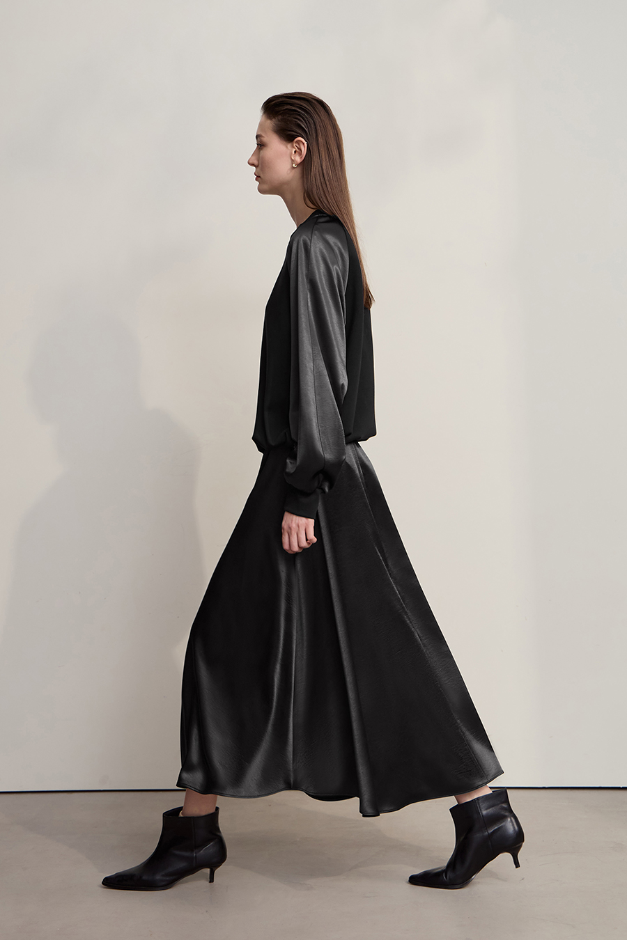 Loose Long Satin Midi Skirt|AMII-AMII.com