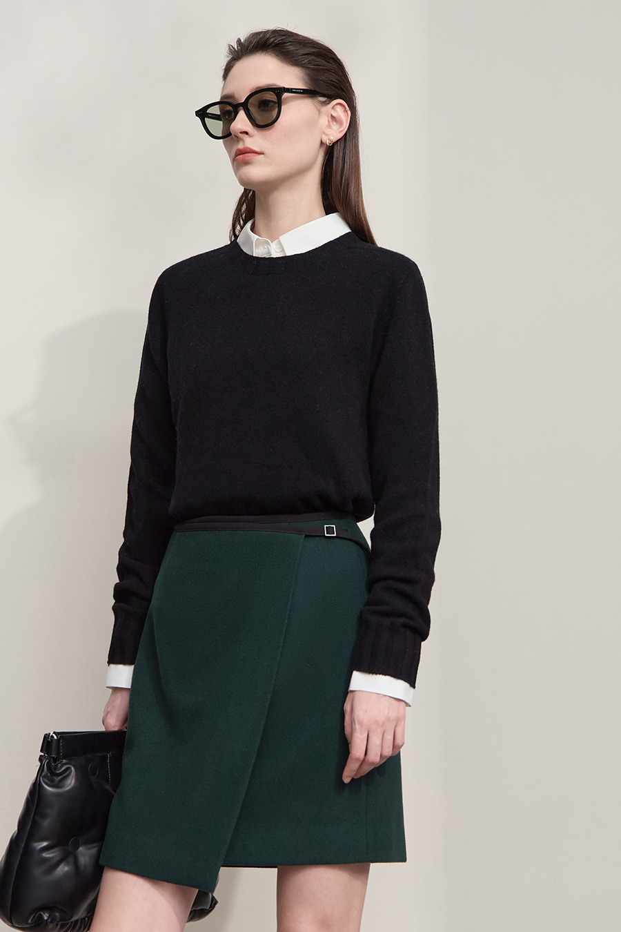 Crew Neck Solid Color Wool Sweater|AMII-AMII.com