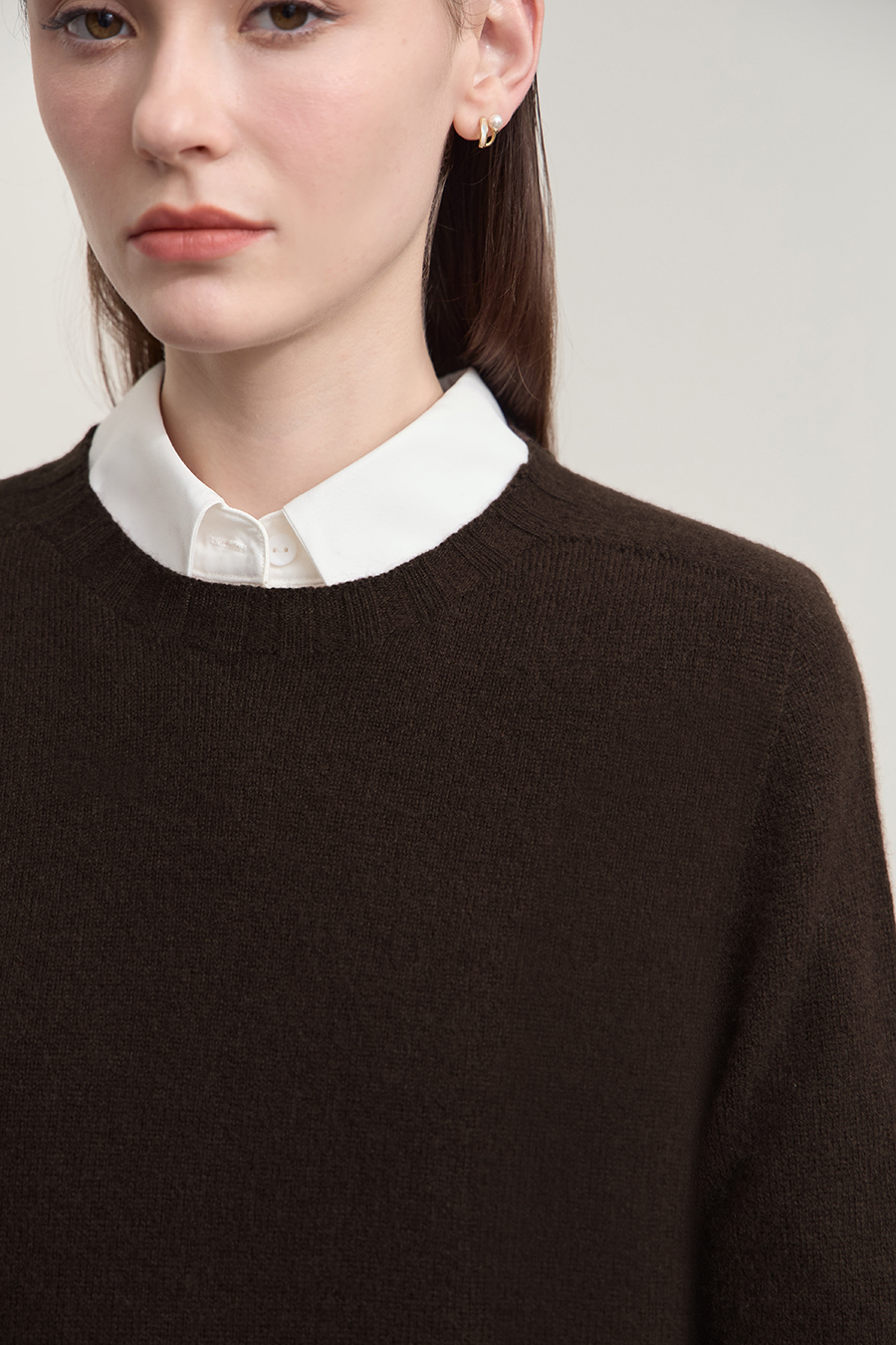 Crew Neck Solid Color Wool Sweater|AMII-AMII.com