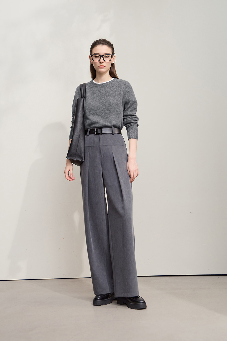 Crew Neck Solid Color Wool Sweater|AMII-AMII.com