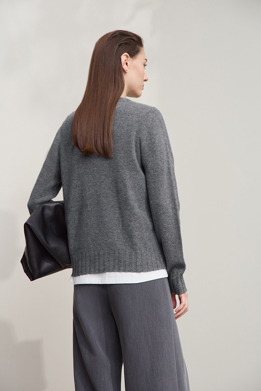 Crew Neck Solid Color Wool Sweater|AMII-AMII.com