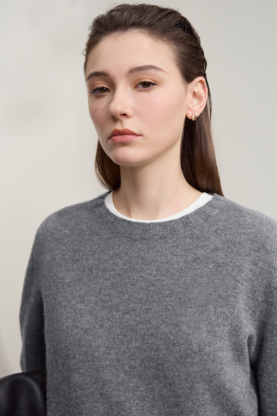 Crew Neck Solid Color Wool Sweater|AMII-AMII.com