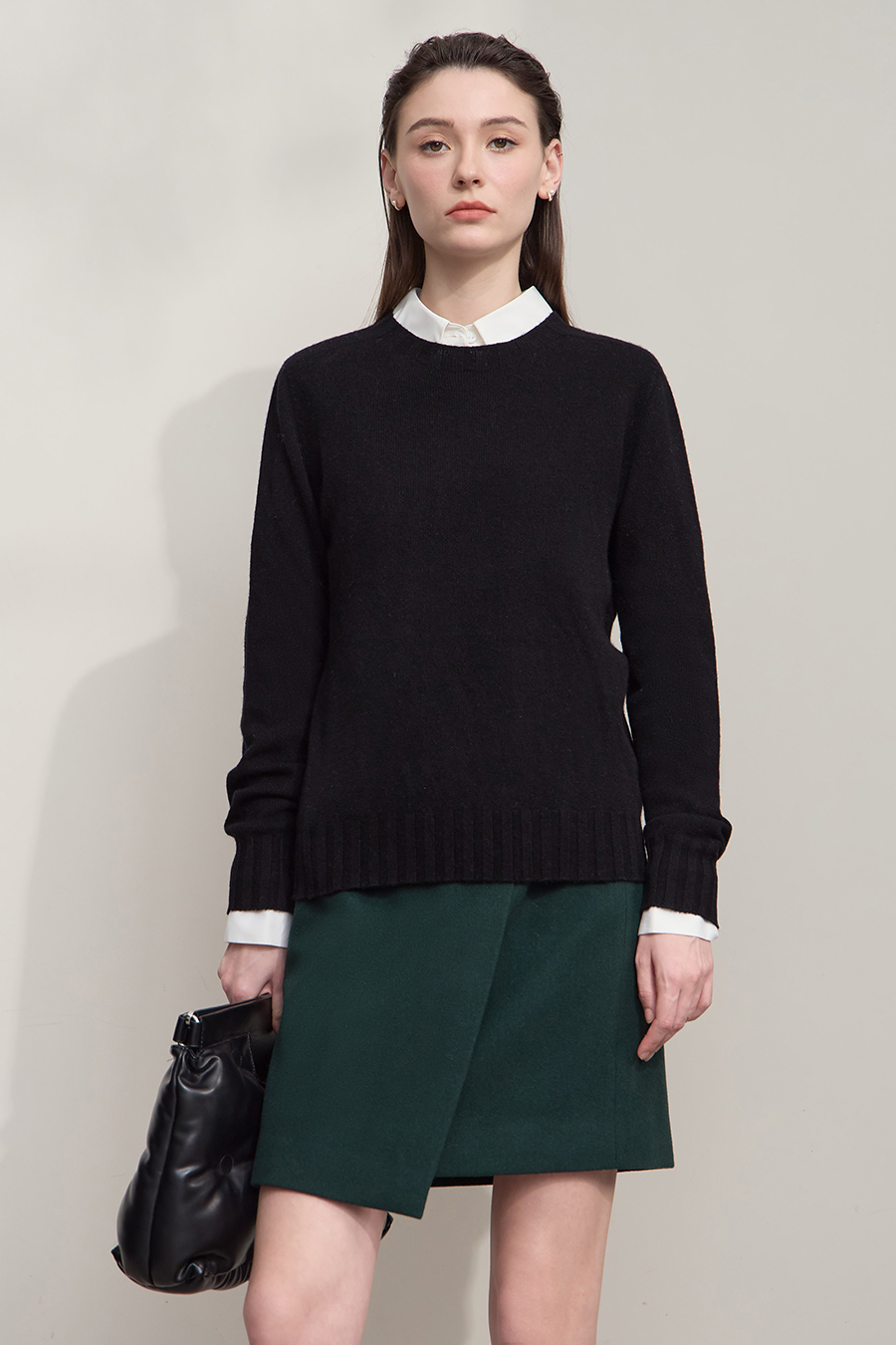 Crew Neck Solid Color Wool Sweater|AMII-AMII.com