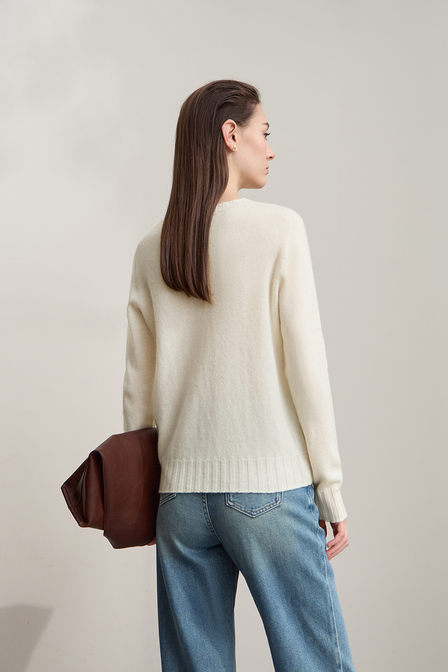 Crew Neck Solid Color Wool Sweater|AMII-AMII.com