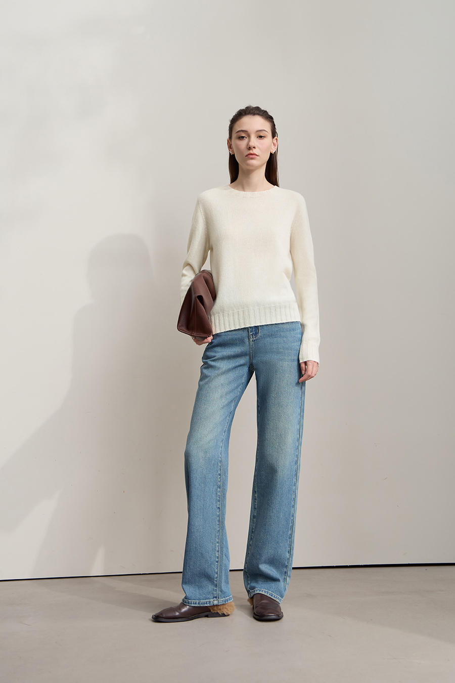 Crew Neck Solid Color Wool Sweater|AMII-AMII.com