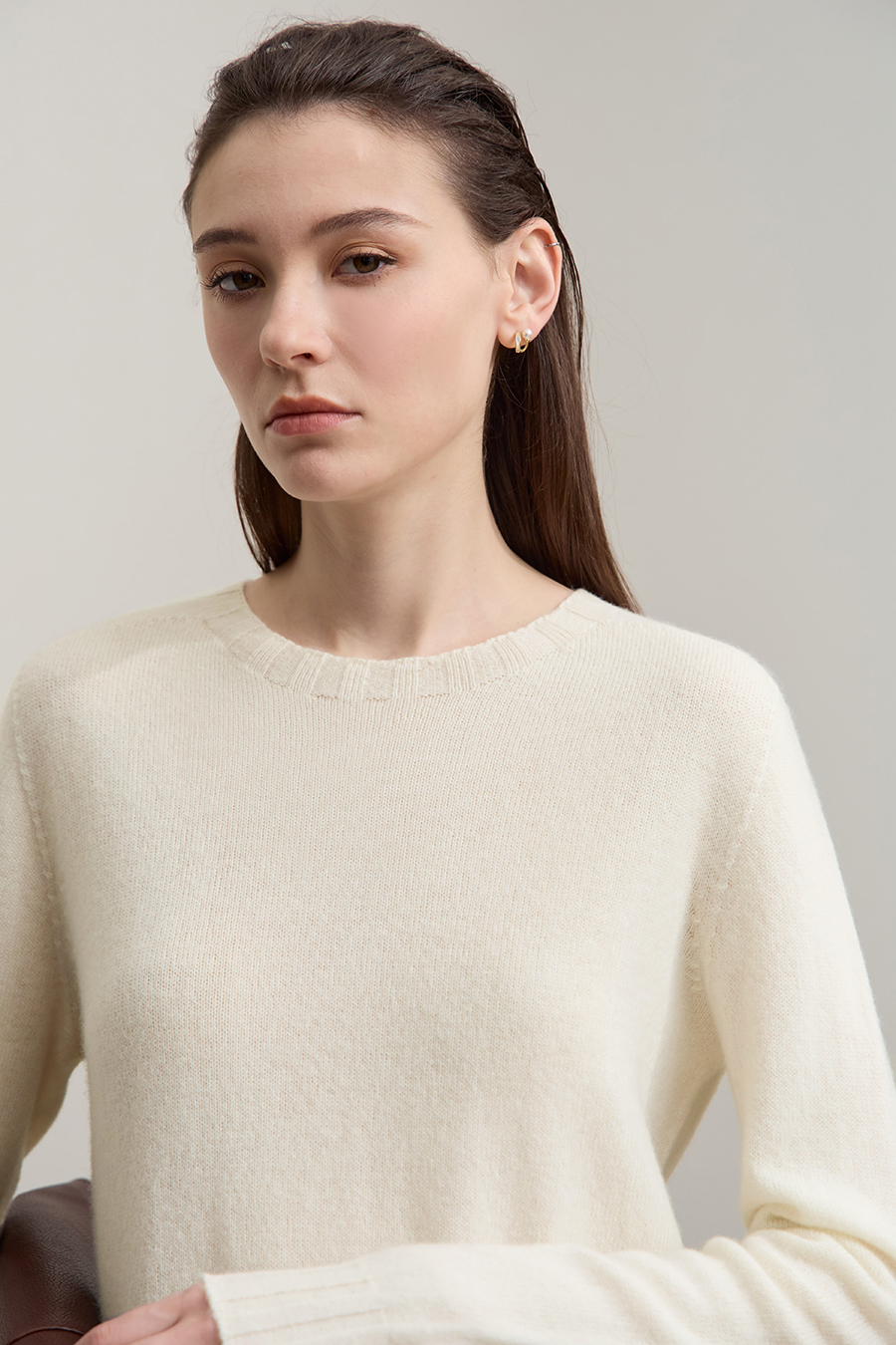 Crew Neck Solid Color Wool Sweater|AMII-AMII.com
