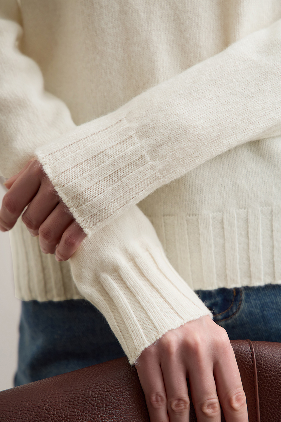 Crew Neck Solid Color Wool Sweater|AMII-AMII.com