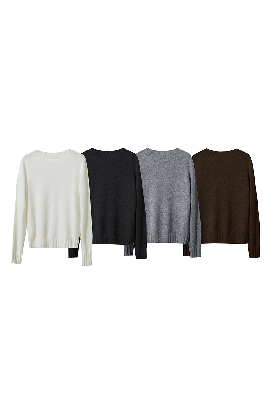 Crew Neck Solid Color Wool Sweater|AMII-AMII.com