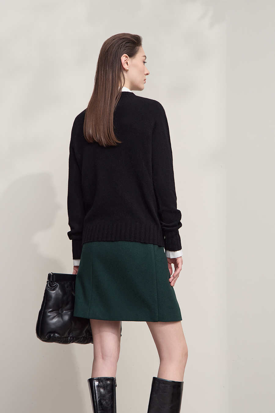 Crew Neck Solid Color Wool Sweater|AMII-AMII.com