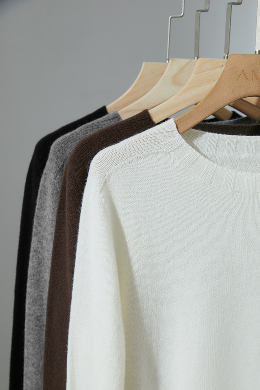 Crew Neck Solid Color Wool Sweater|AMII-AMII.com