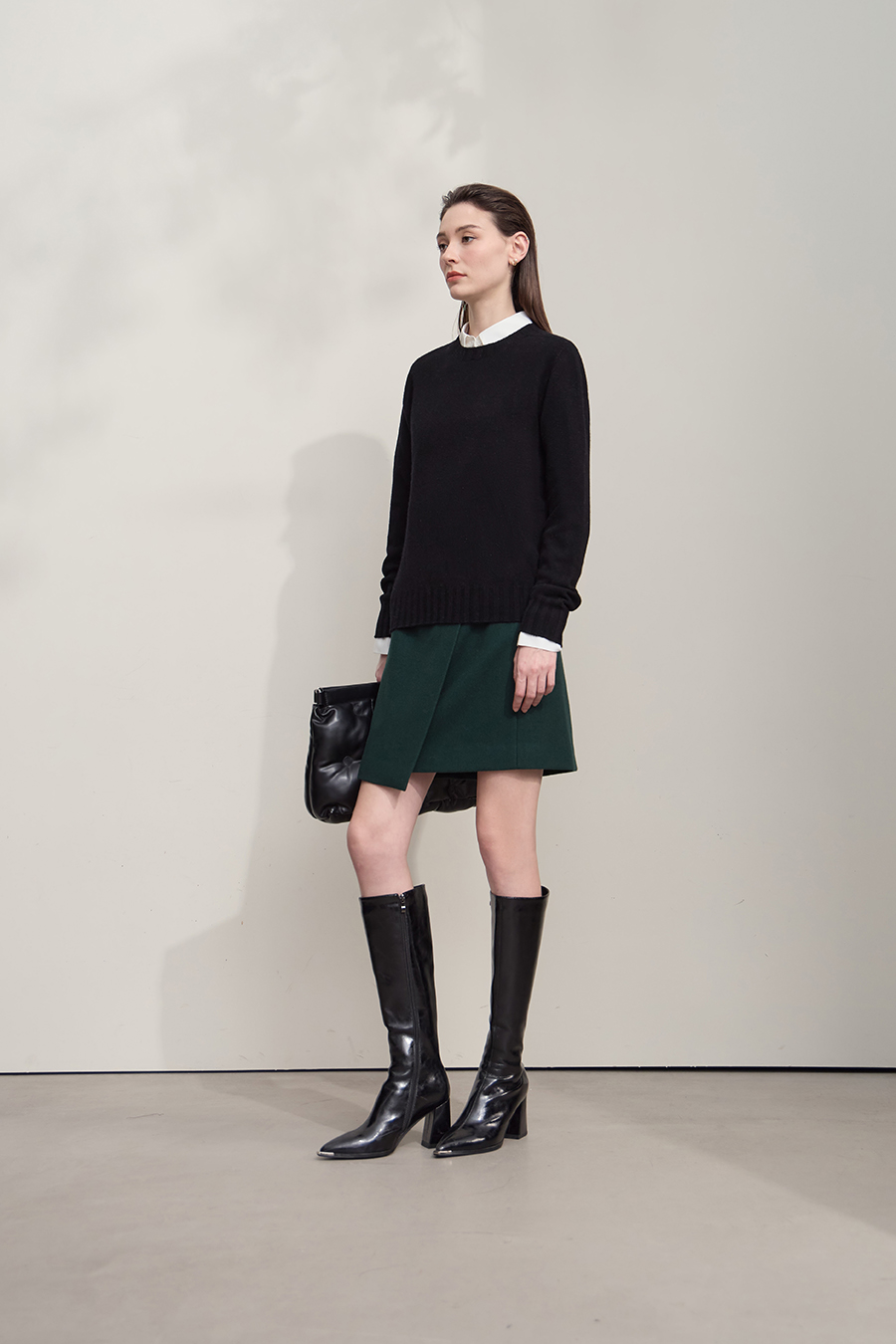 Crew Neck Solid Color Wool Sweater|AMII-AMII.com