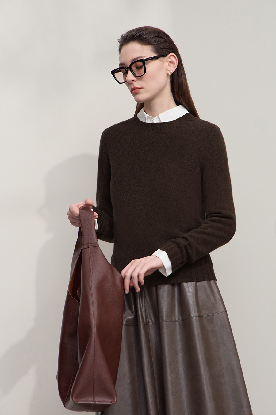 Crew Neck Solid Color Wool Sweater|AMII-AMII.com