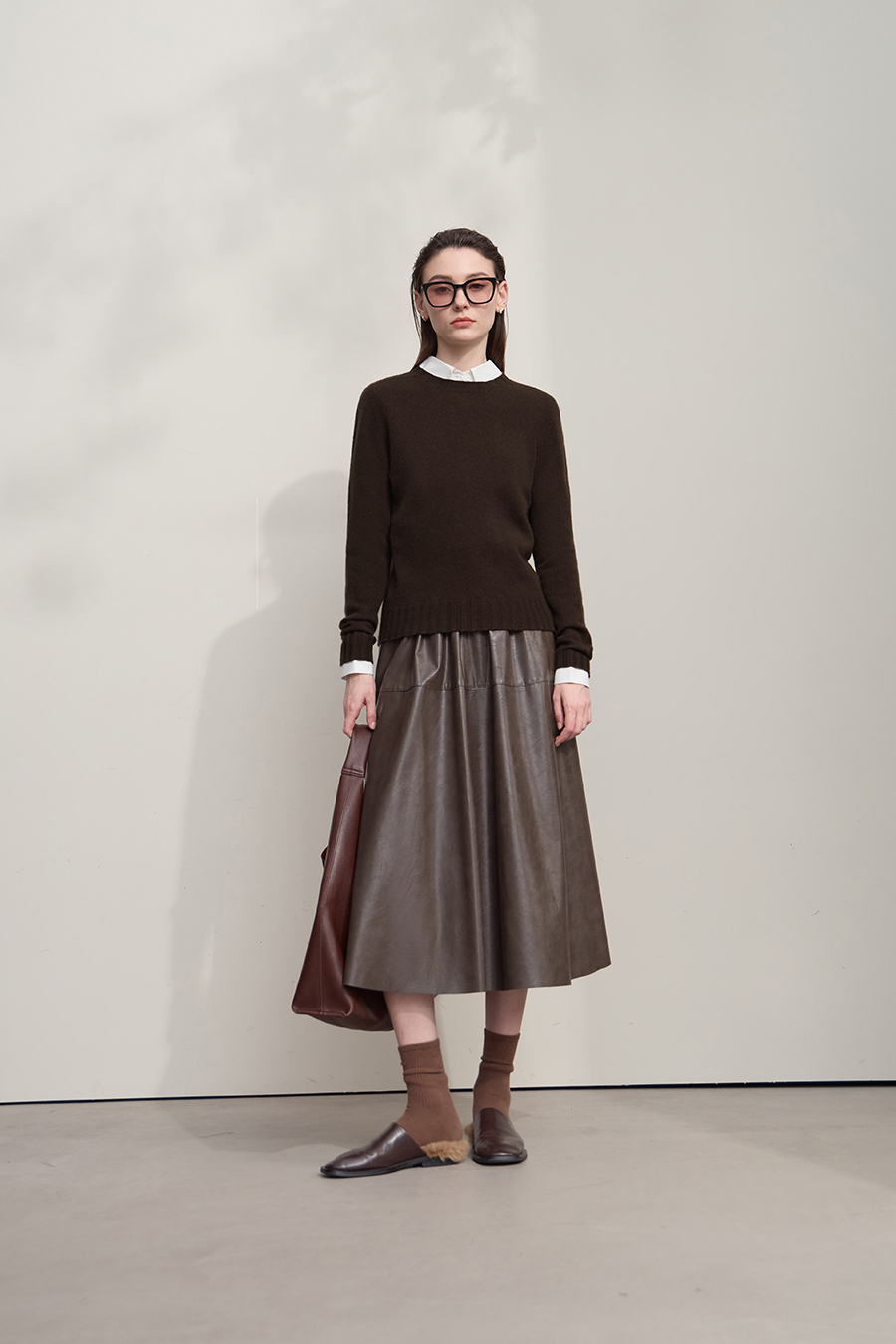 Crew Neck Solid Color Wool Sweater|AMII-AMII.com