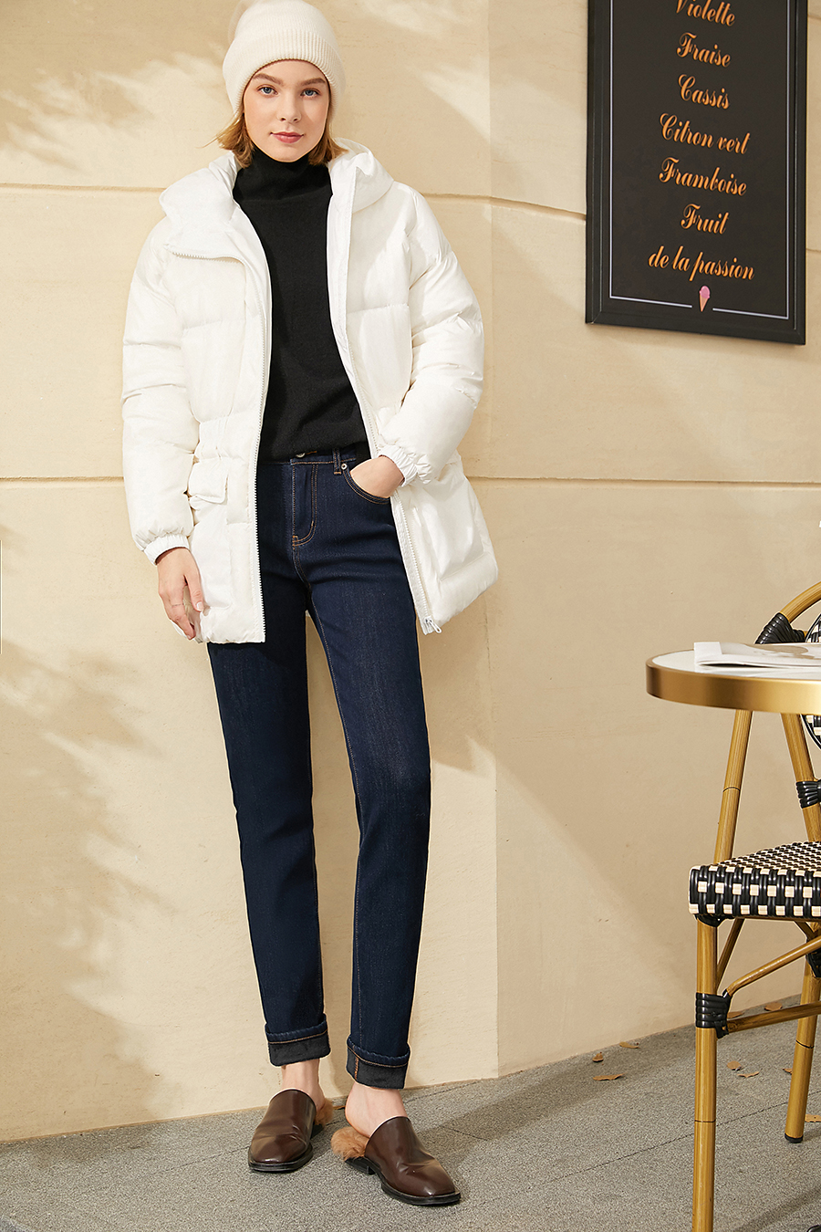 Slim Fleece - lined Denim Long Pants|AMII-AMII.com