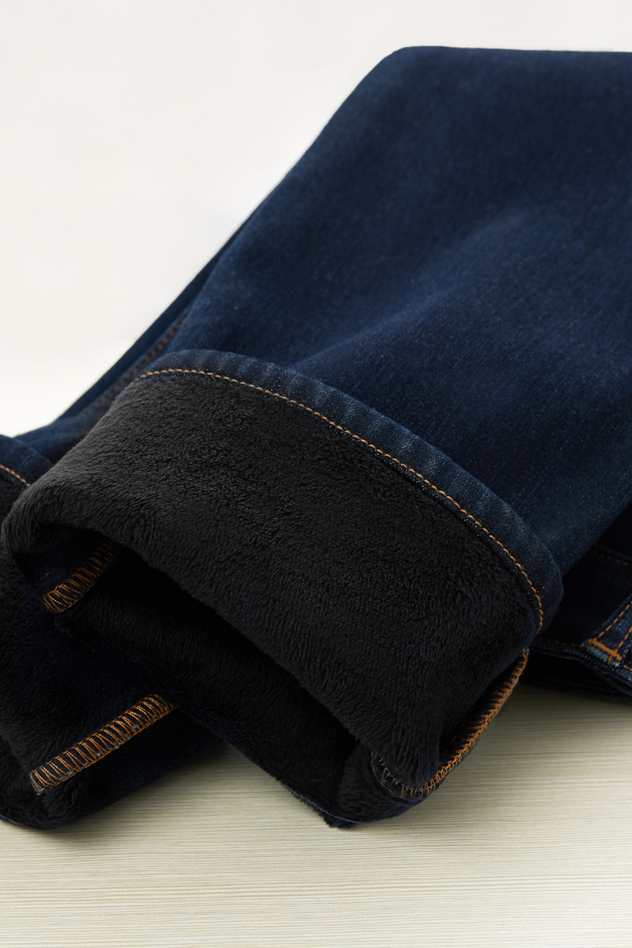 Slim Fleece - lined Denim Long Pants|AMII-AMII.com