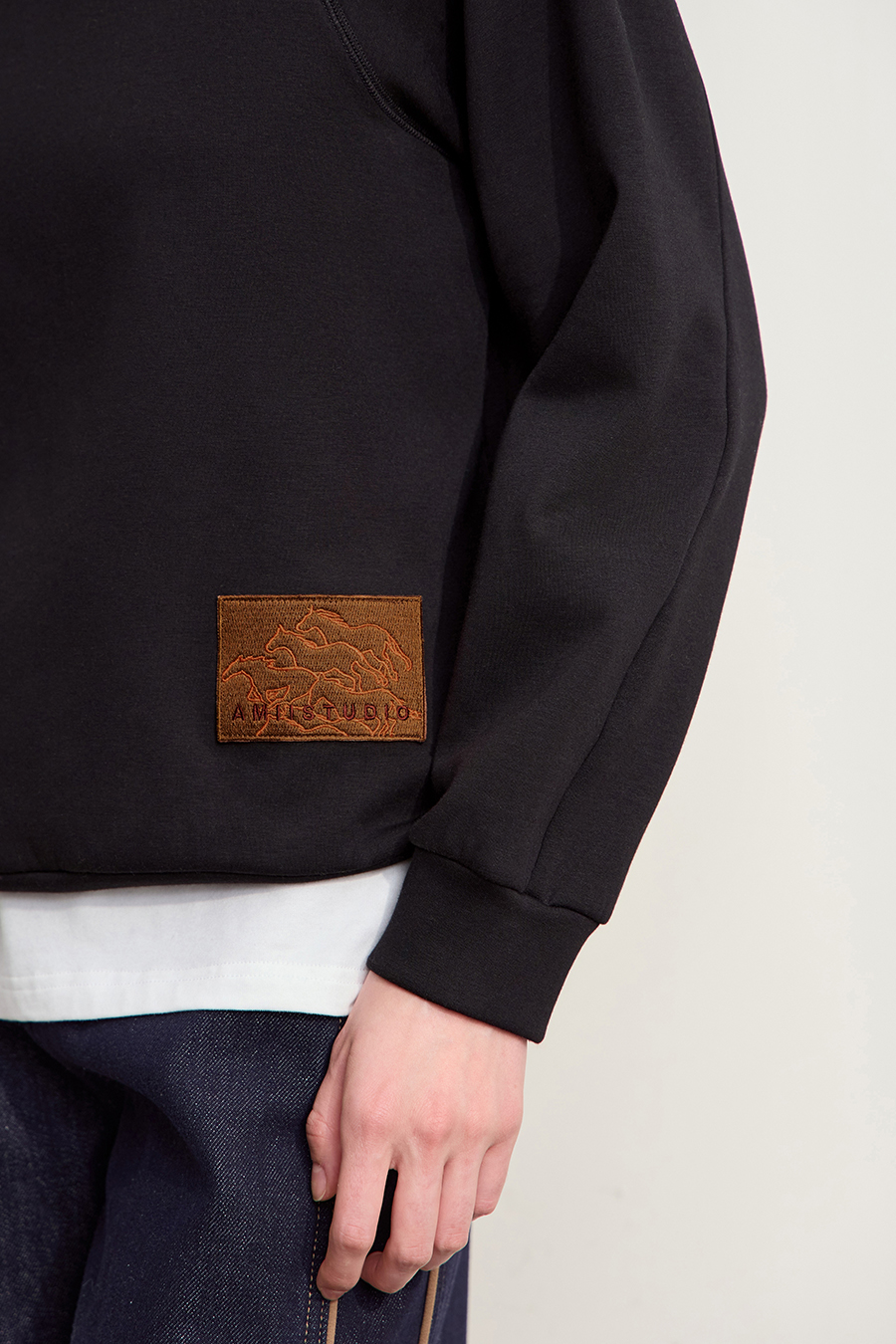 Turtleneck Fleece Embroidered Hoodie|AMII-AMII.com