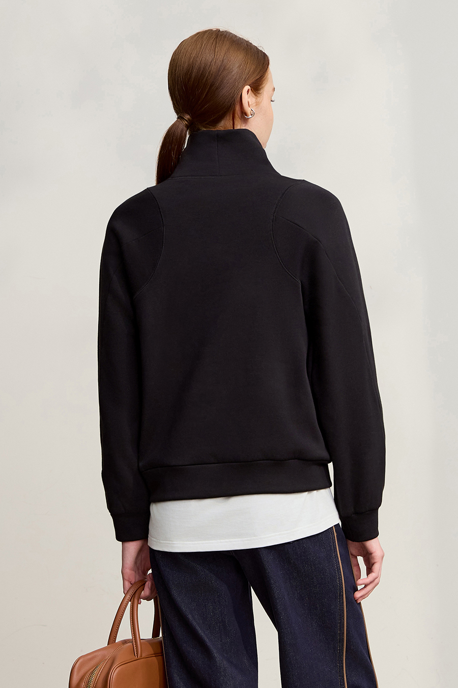 Turtleneck Fleece Embroidered Hoodie|AMII-AMII.com