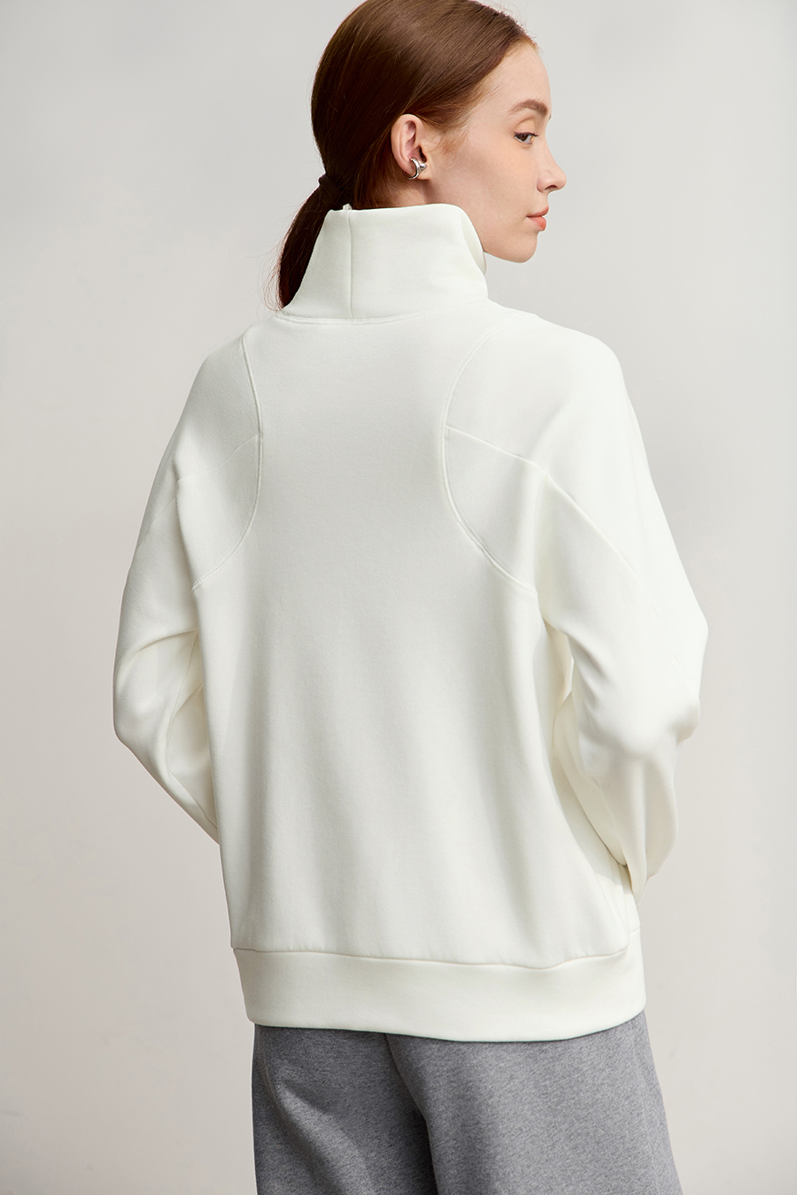 Turtleneck Fleece Embroidered Hoodie|AMII-AMII.com