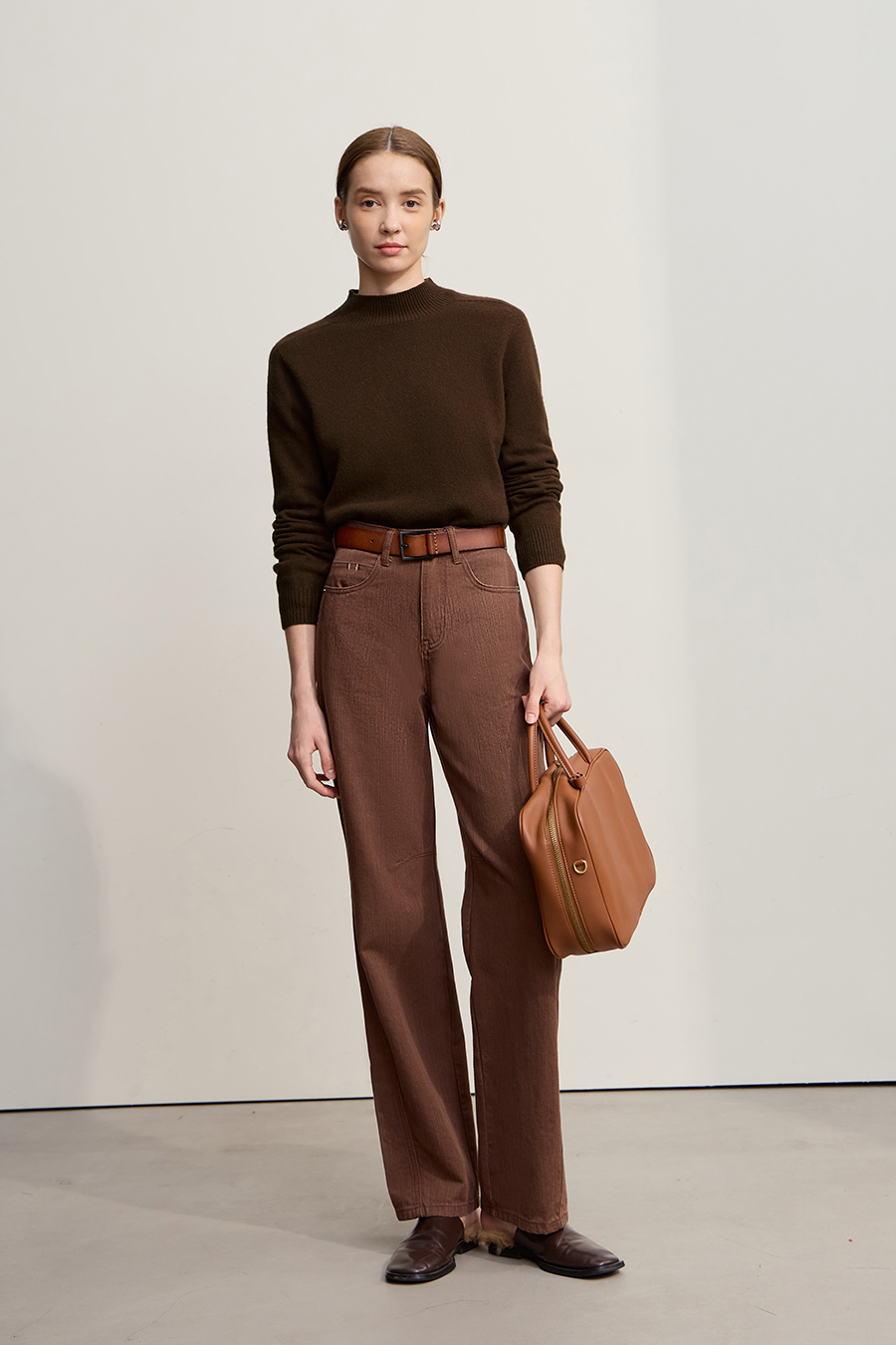 Seamless Integrated Mock Neck Sweater|AMII-AMII.com