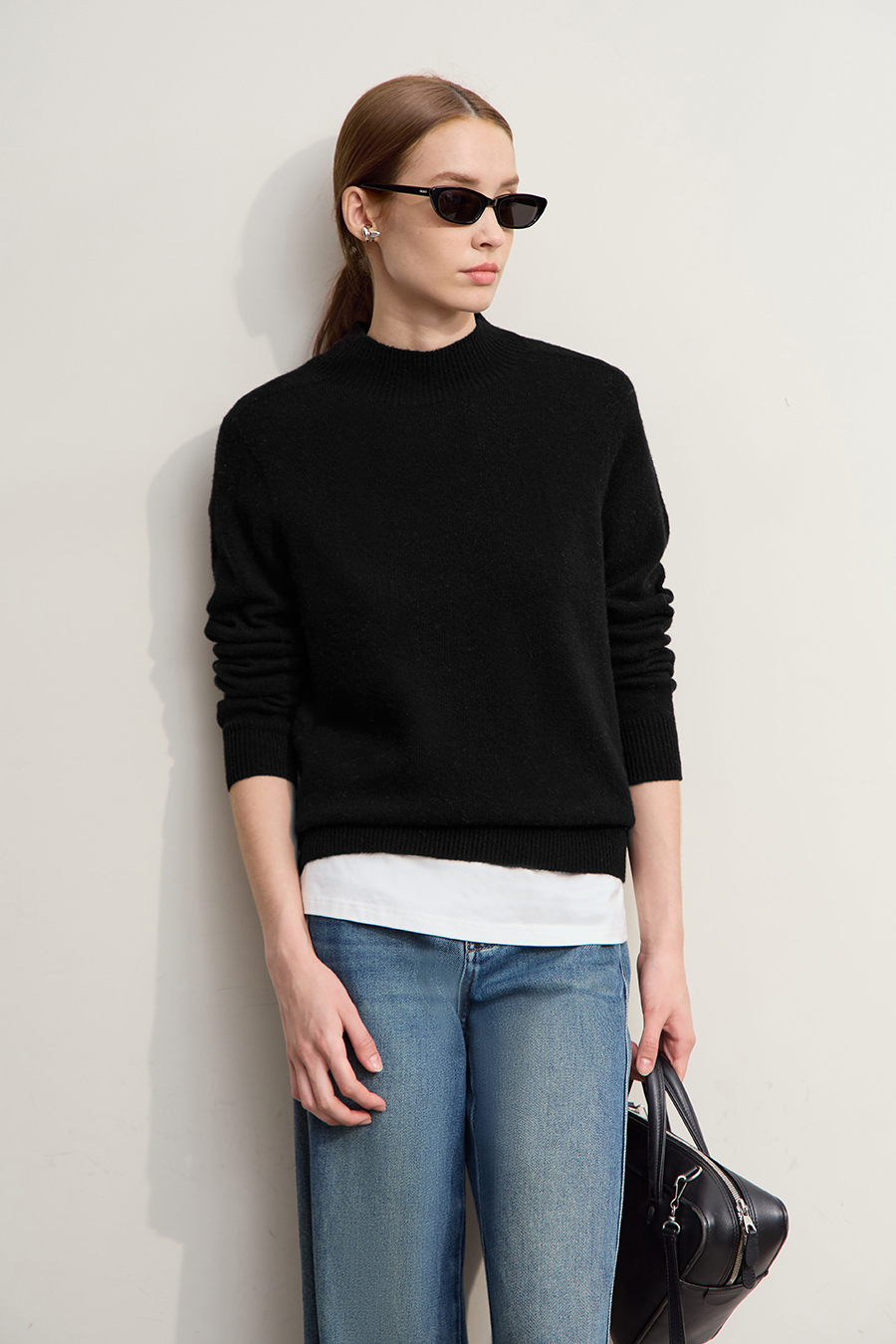 Seamless Integrated Mock Neck Sweater|AMII-AMII.com