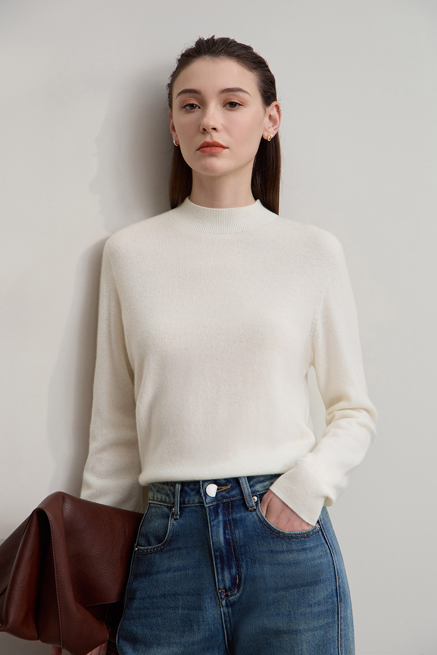 Mock Neck Seamless Sweater