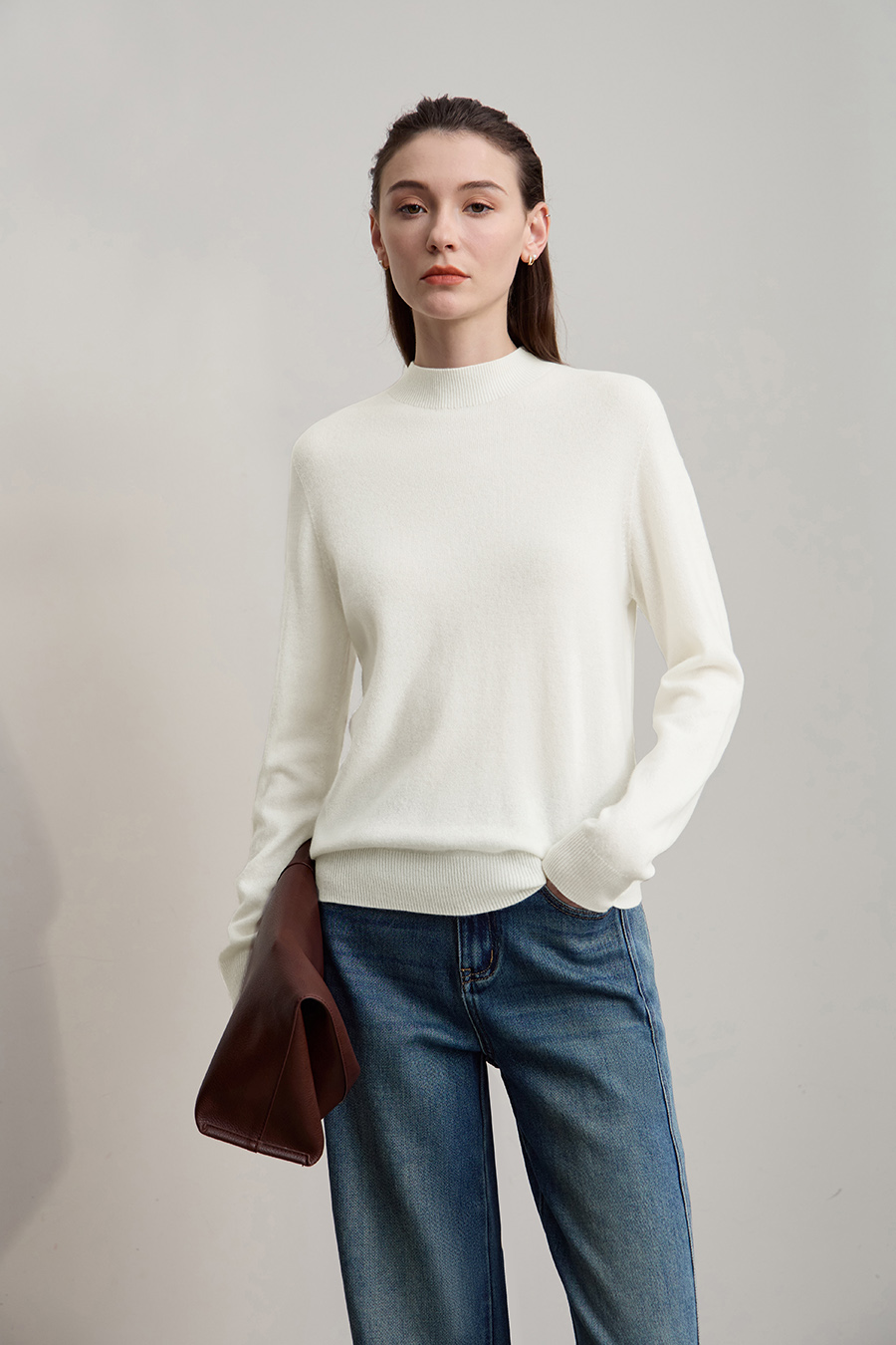 Mock Neck Seamless Sweater