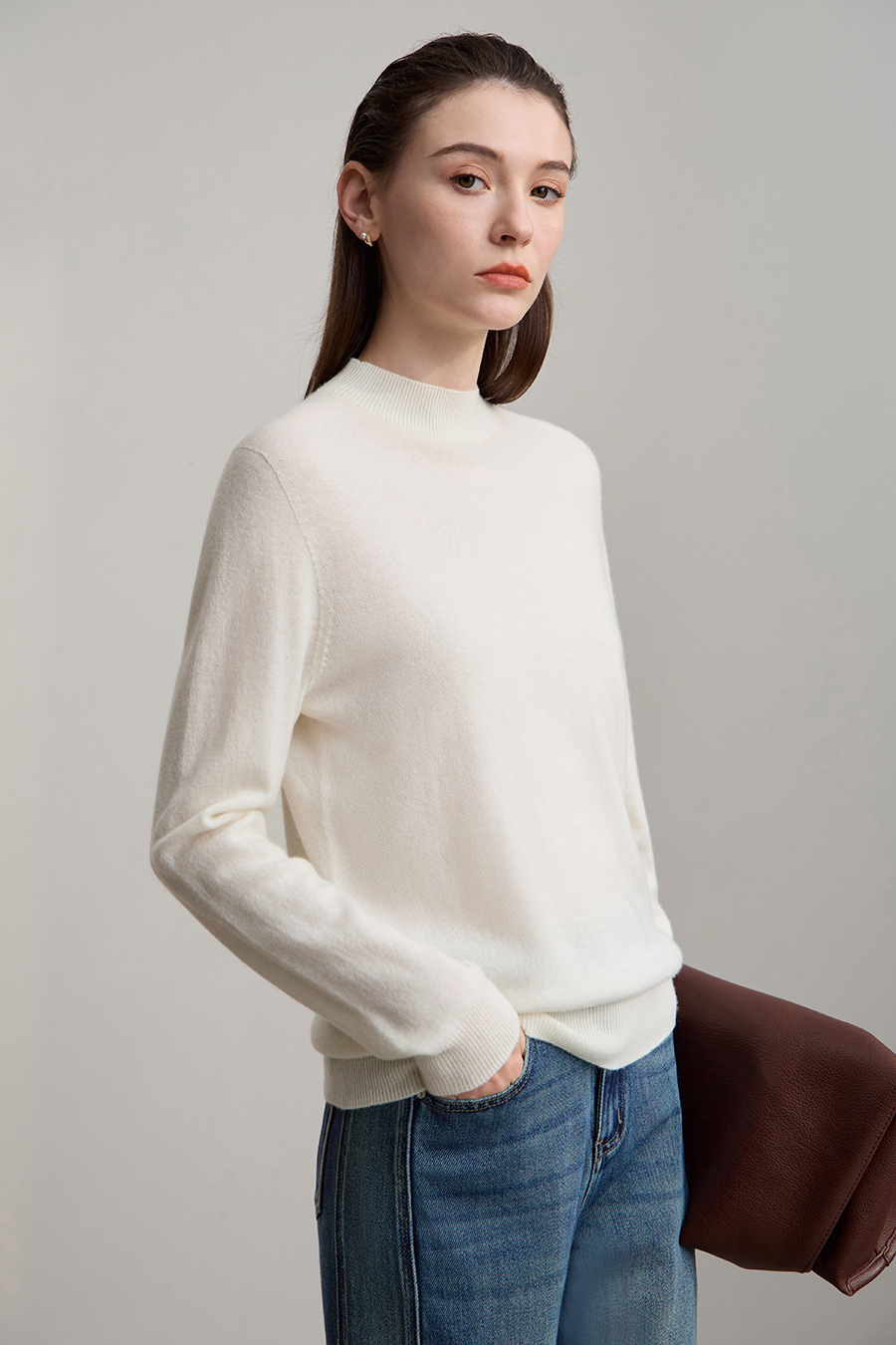 Mock Neck Seamless Sweater