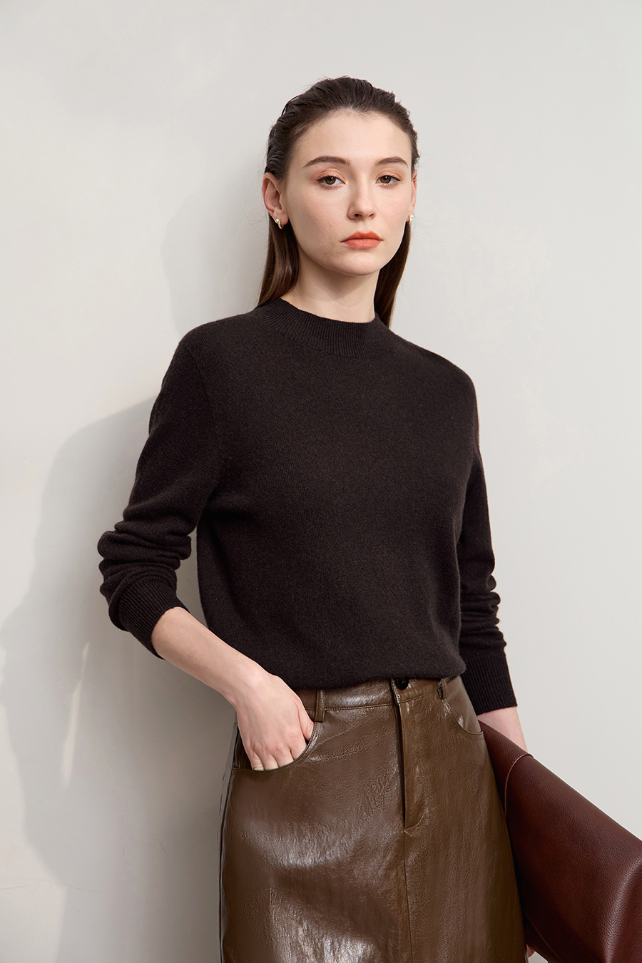 Mock Neck Seamless Sweater