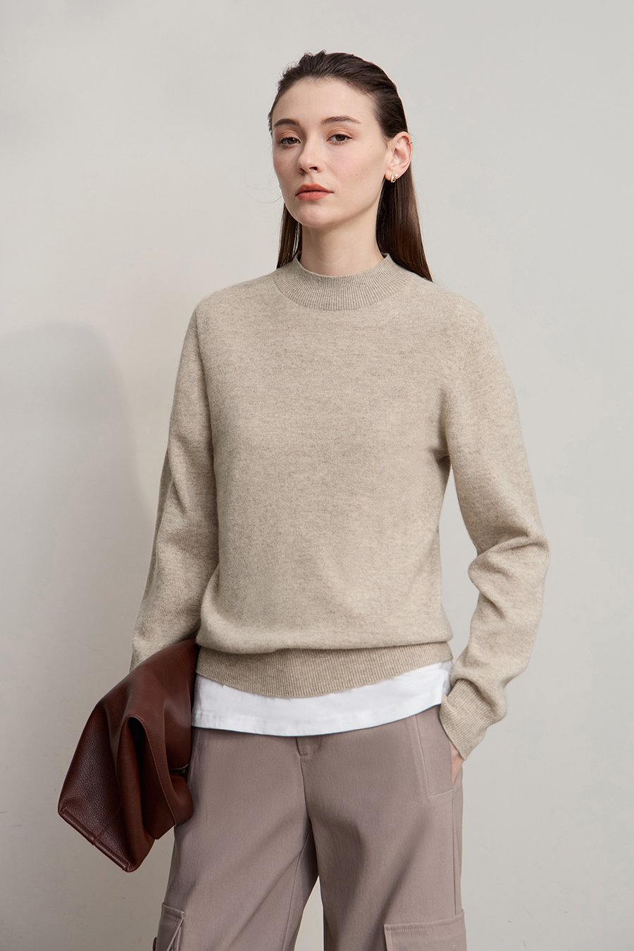 Mock Neck Seamless Sweater