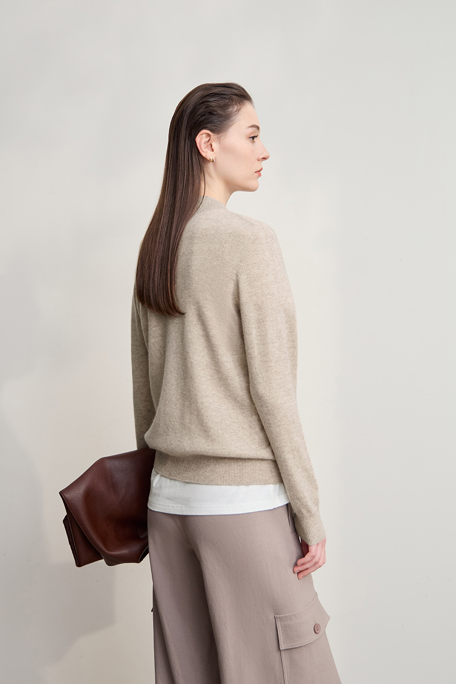 Mock Neck Seamless Sweater