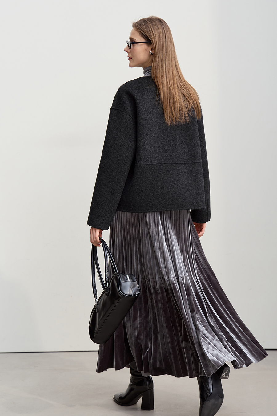 Drop Shoulder Double-faced Wool Coat