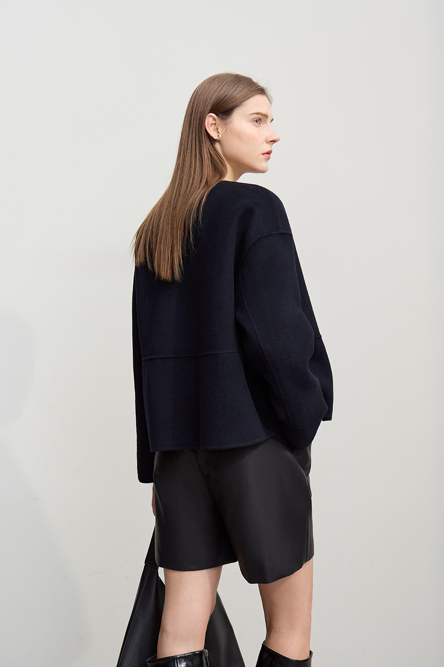 Drop Shoulder Double-faced Wool Coat