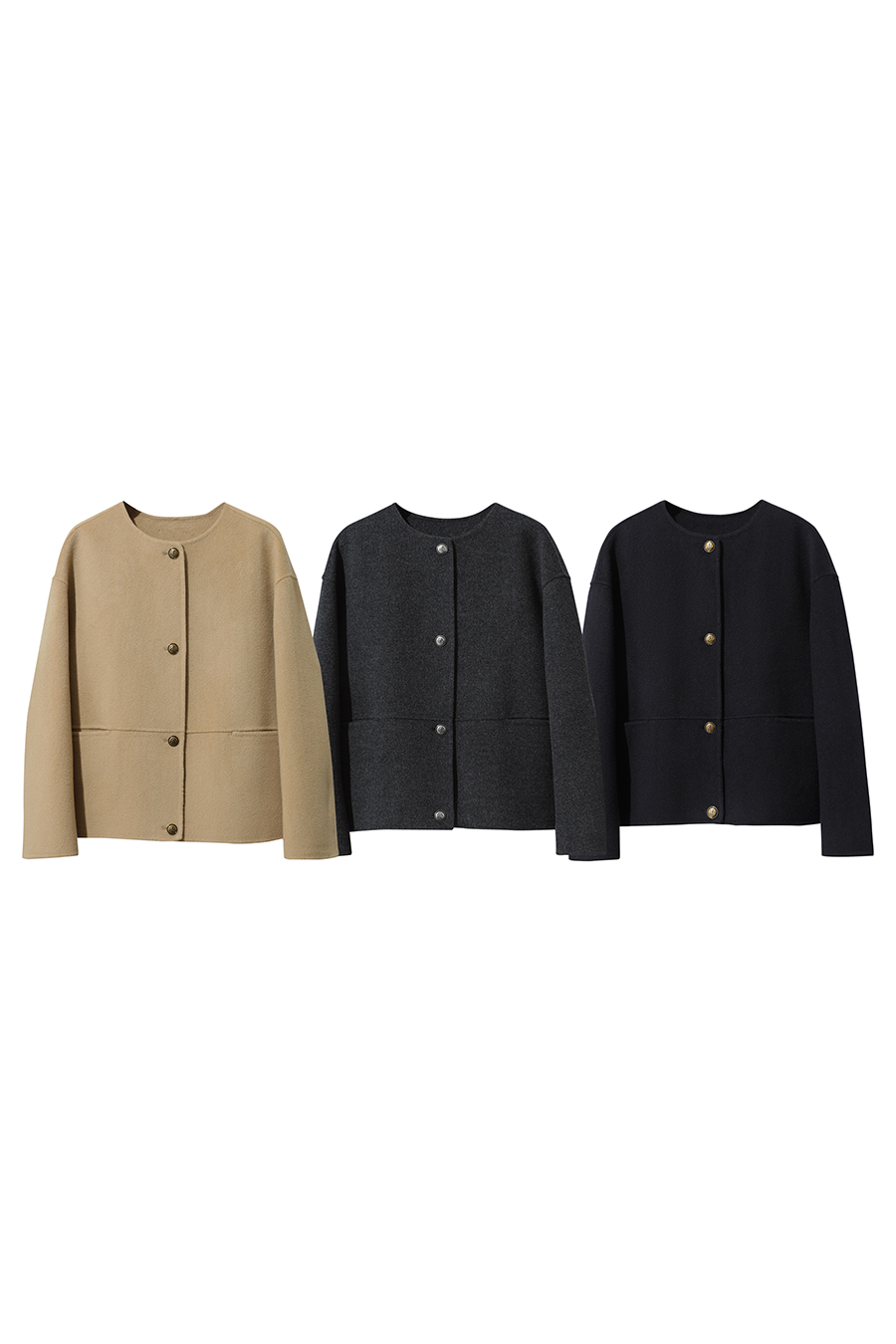 Drop Shoulder Double-faced Wool Coat