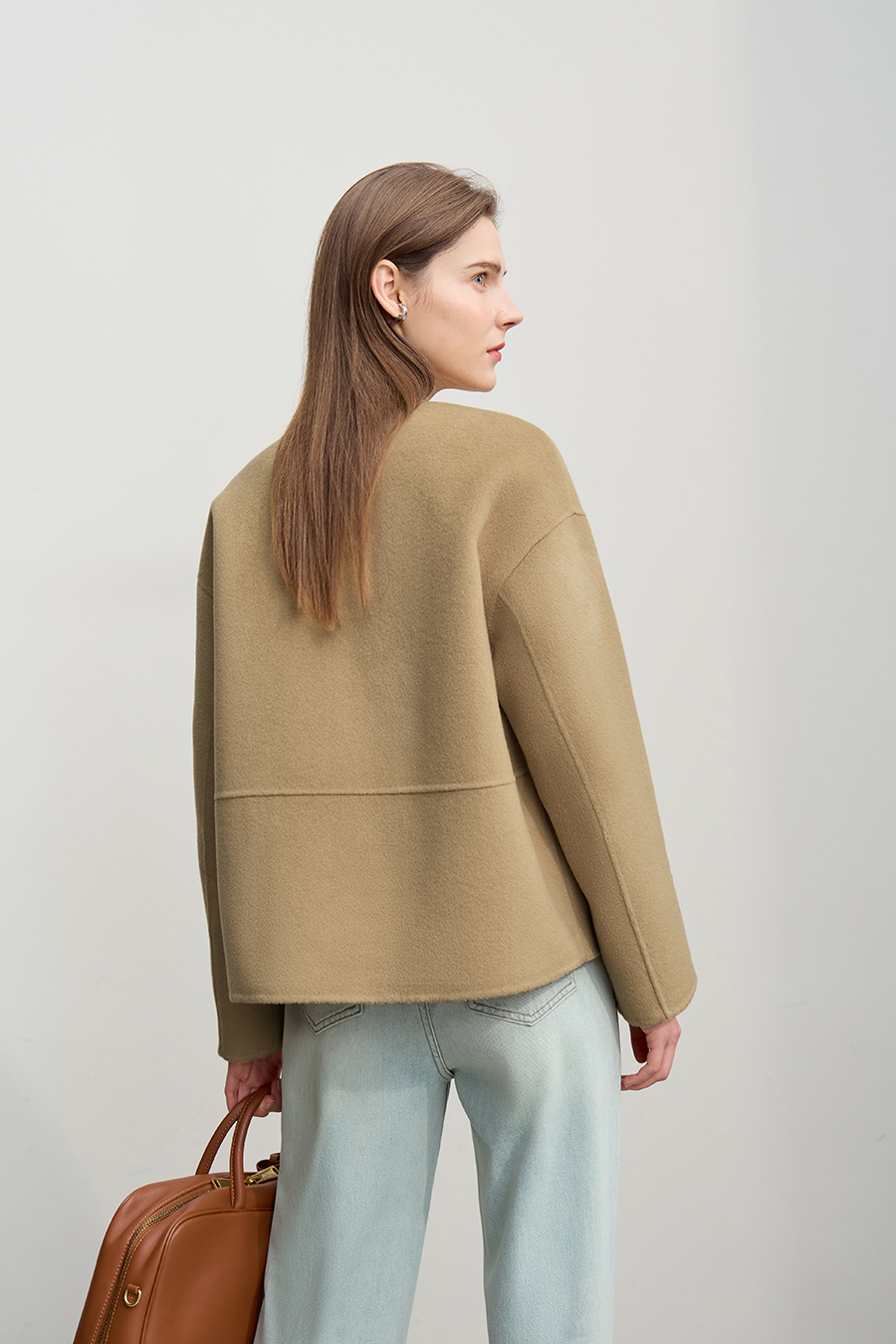 Drop Shoulder Double-faced Wool Coat