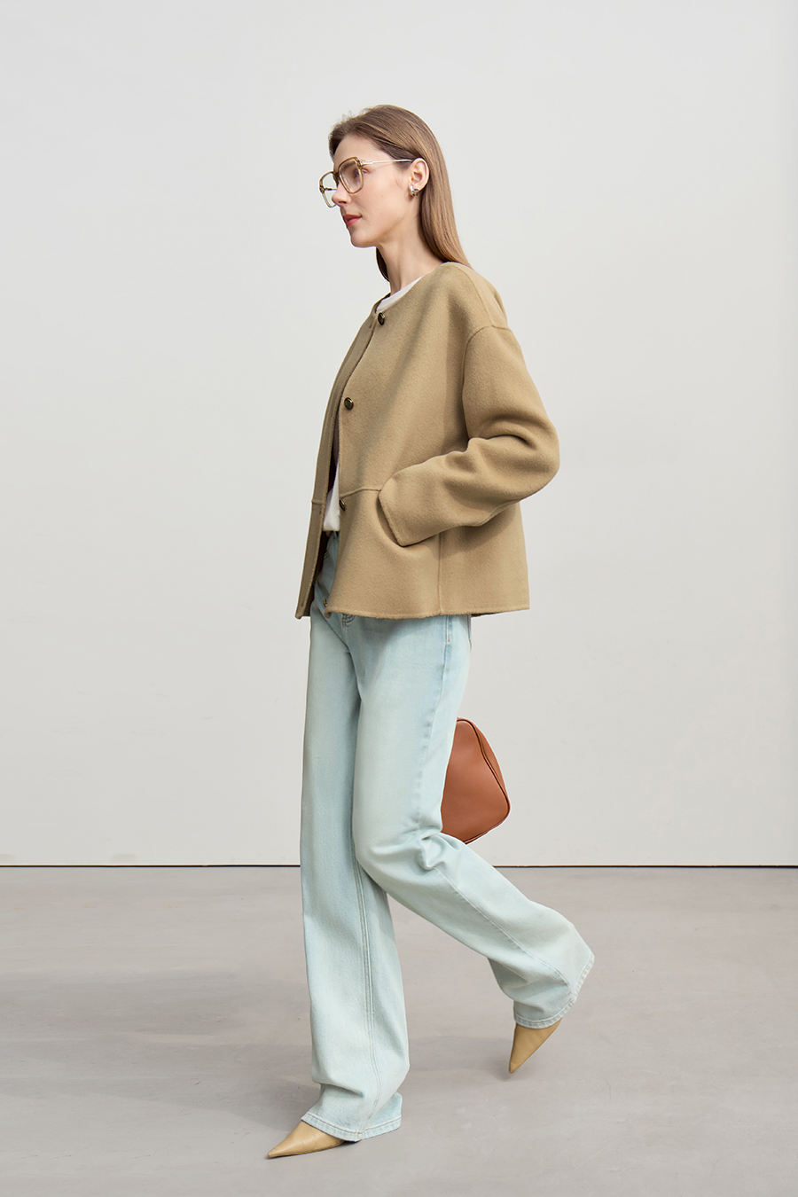 Drop Shoulder Double-faced Wool Coat