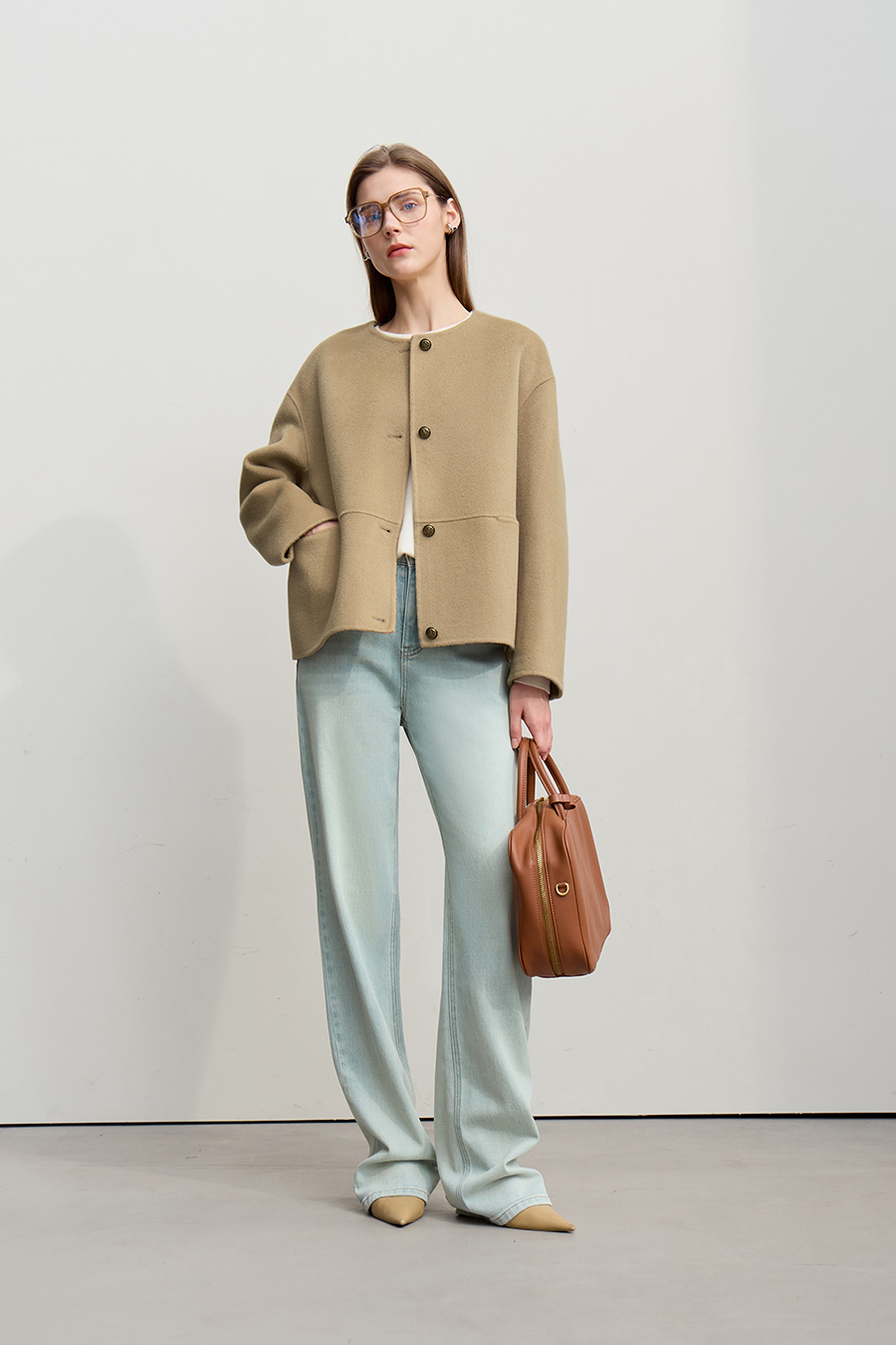 Drop Shoulder Double-faced Wool Coat