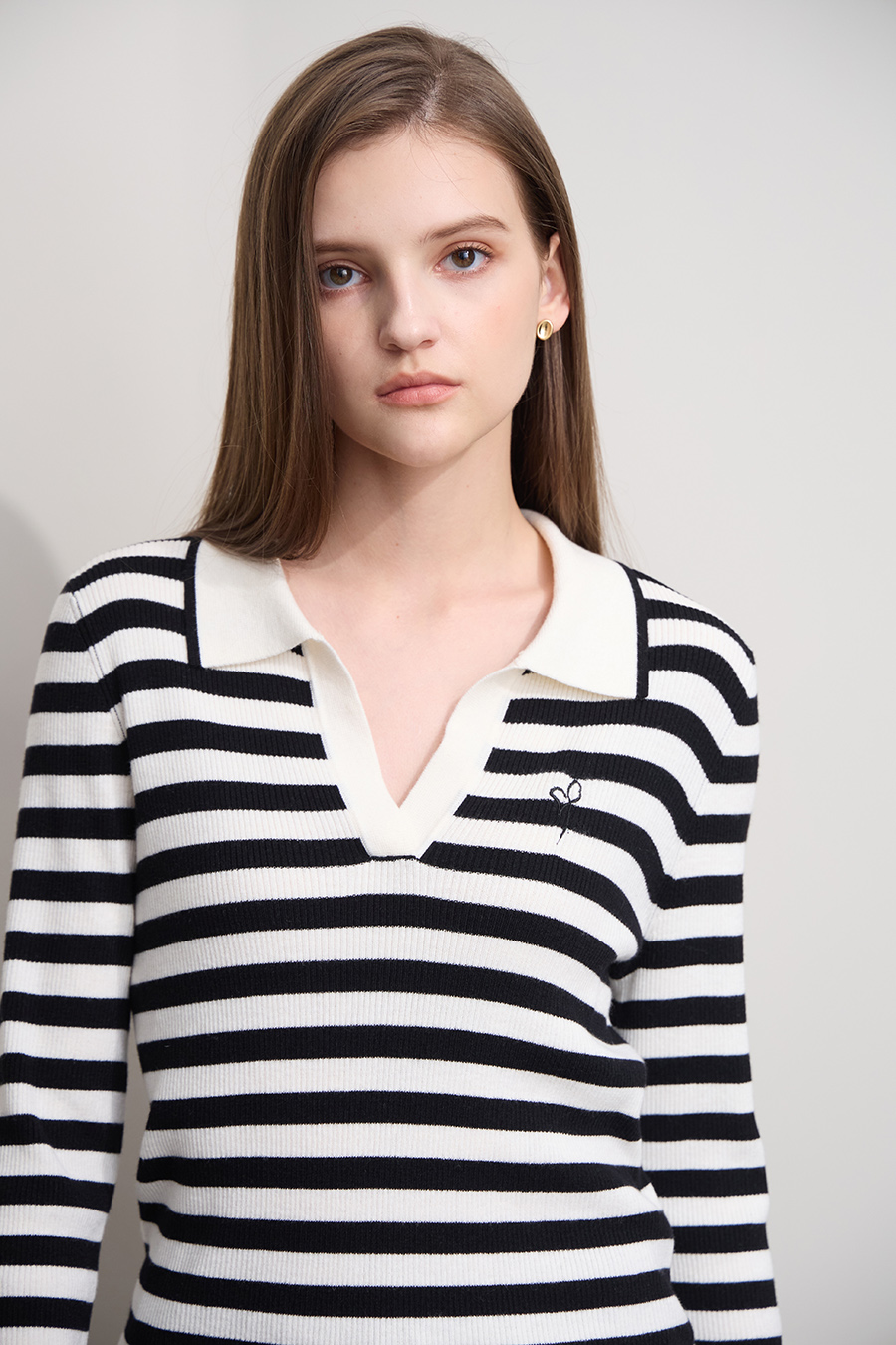 Polo Striped Knit Top