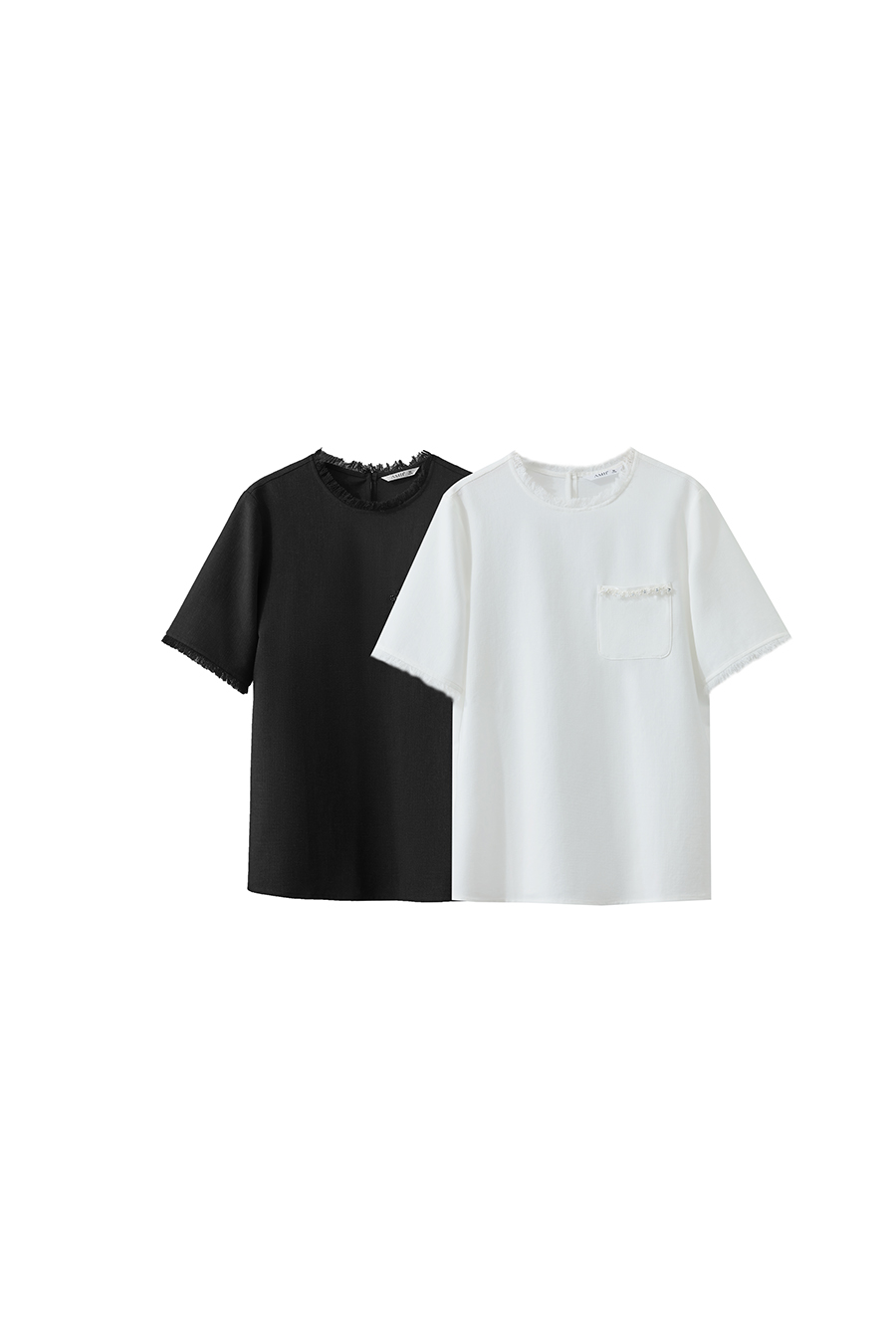 Crew Neck Tweed Chiffon Shirt|AMII-AMII.com