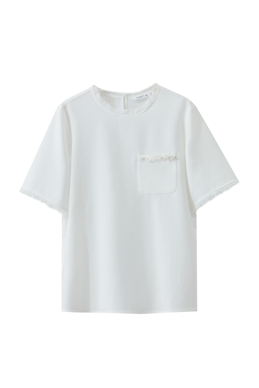 Crew Neck Tweed Chiffon Shirt|AMII-AMII.com