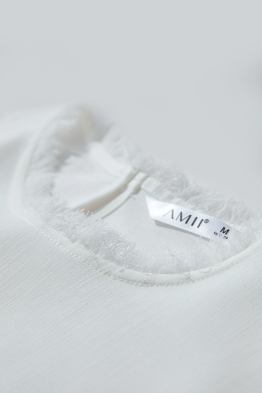 Crew Neck Tweed Chiffon Shirt|AMII-AMII.com