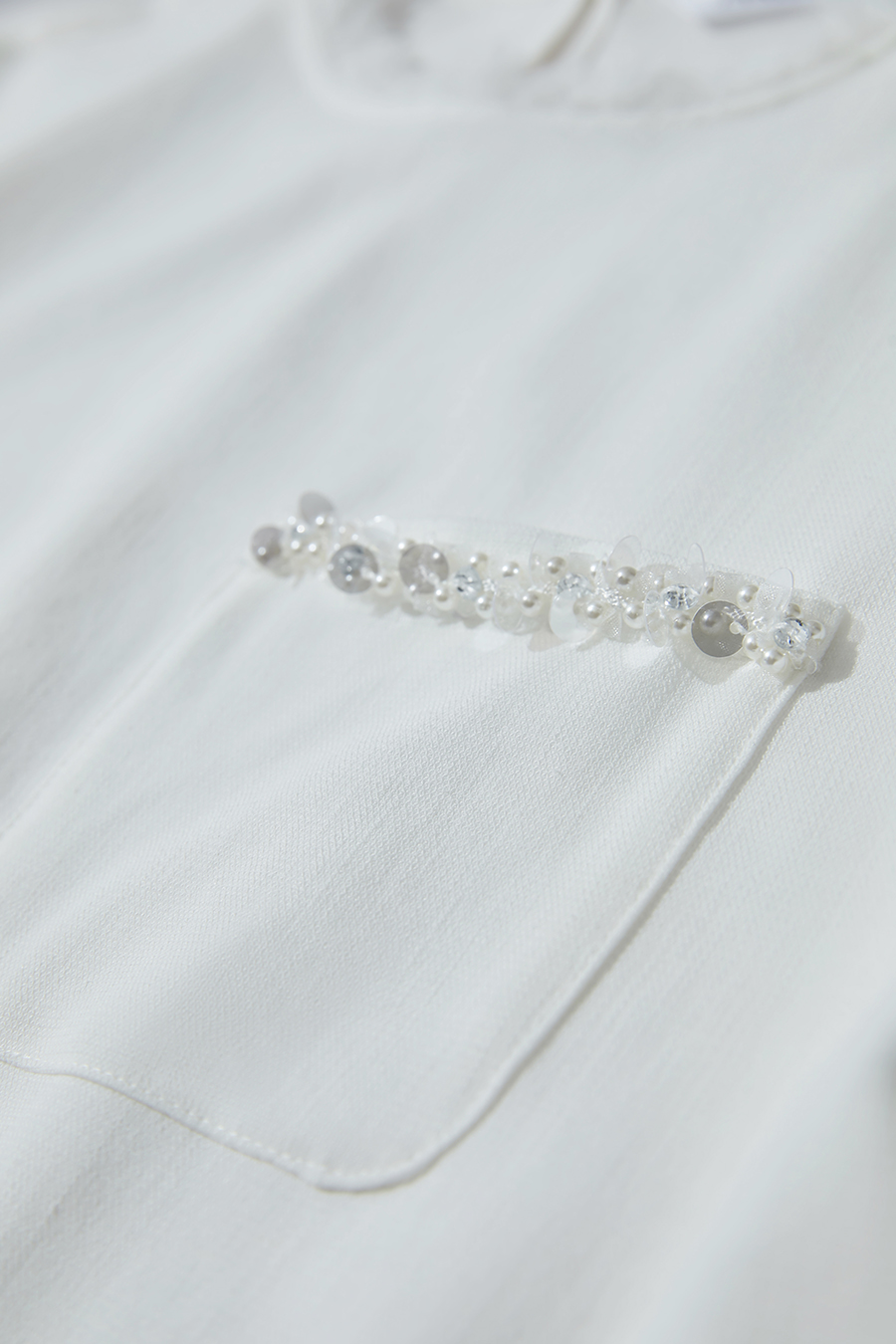 Crew Neck Tweed Chiffon Shirt|AMII-AMII.com