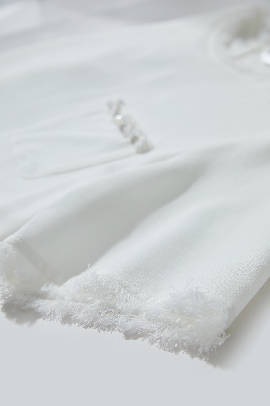 Crew Neck Tweed Chiffon Shirt|AMII-AMII.com