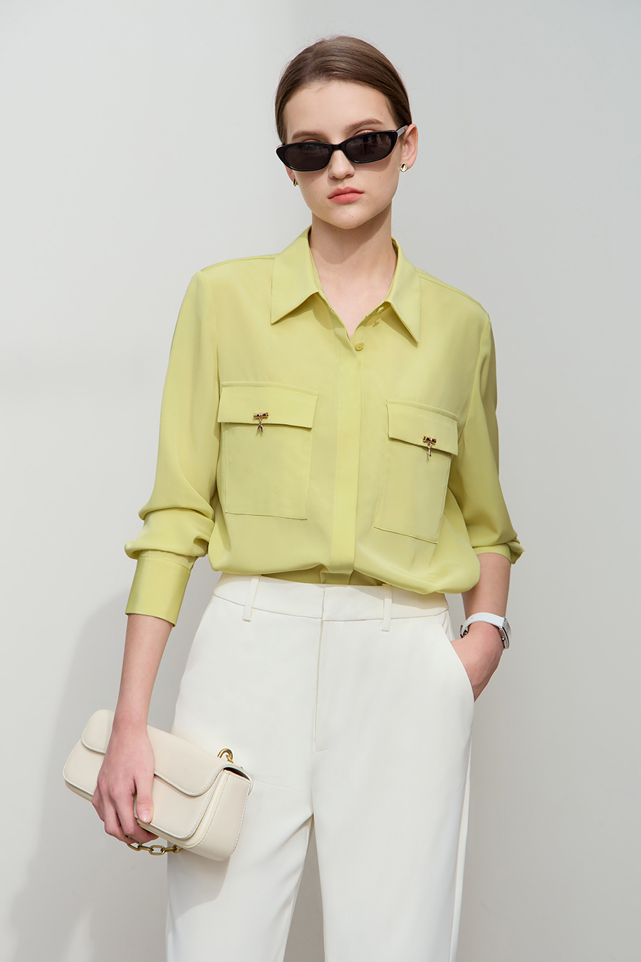 Bamboo Decor Chiffon Blouse