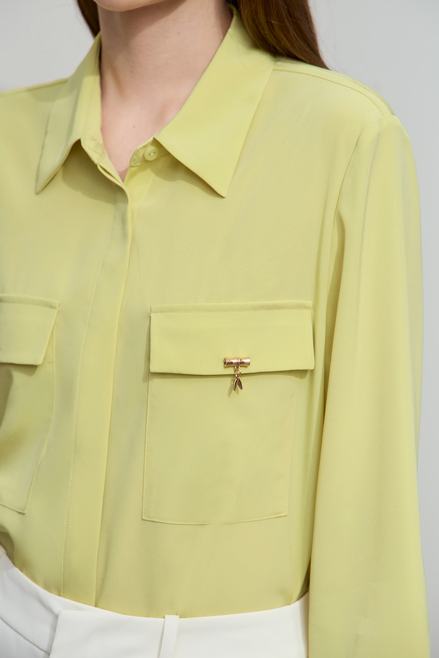 Bamboo Decor Chiffon Blouse