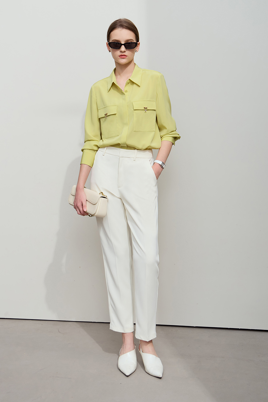 Bamboo Decor Chiffon Blouse